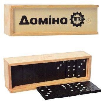 Настольная игра Домино Metr+ M 0027 в деревянном пенале фото