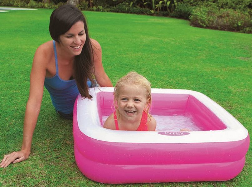 Дитячий басейн для малюків квадратний рожевий Intex 57100 фото