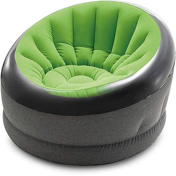 Надувне велюровое крісло 66582 до 100 кг (Зелений) фото