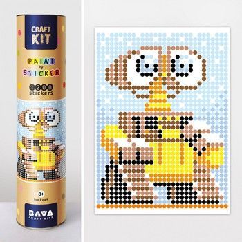 Картина за номерами стікерами в тубусі "Робот жовтий" (WALL-E), 33х48см, 1200 стікерів. 1883 фото