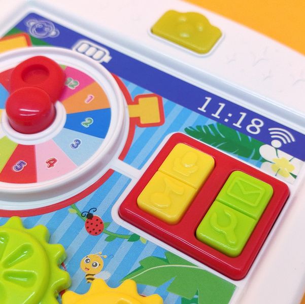 Игрушечный интерактивный планшет для малышей, часы, трещетка, со звуковыми эффектами 65080 фото