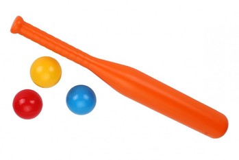 Ігровий набір бейсболу 4968TXK, 3 м'ячі з кажаном (помаранчевий) фото