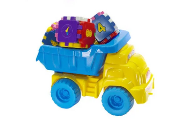 Детский игровой песочный набор 013585 с развивающим кубиком (Жёлтый с голубым) фото