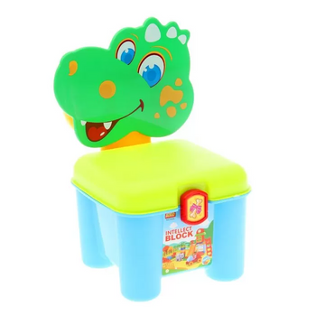 Детский конструктор для малышей (46 деталей) 3166A в чемодане-стульчике (Динозаврик зелёный) фото