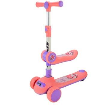 Самокат детский 3-х колесный SC2422(Pink) 3в1 светящиеся колеса, розовый фото