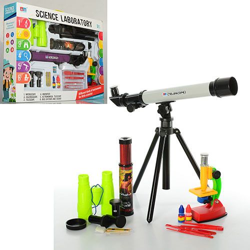 Игровой набор с телескопом и микроскопом 7004A в комплекте с биноклем фото