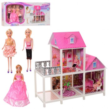 Домик для кукол типа Барби с мебелью 66883 куклы в комплекте фото