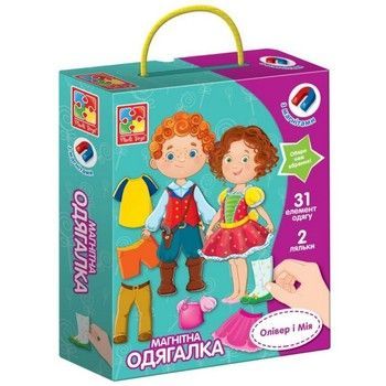 Дитяча гра "Магнітна Одягалка Олівер і Мія" VT3702-12, 2 ляльки, 31 магнітний елемент фото