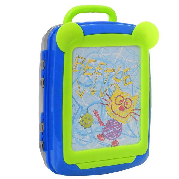 Детский мольберт 4 в 1 (столик, рюкзак, мольберт) с аксессуарами голубой YM771-2 фото