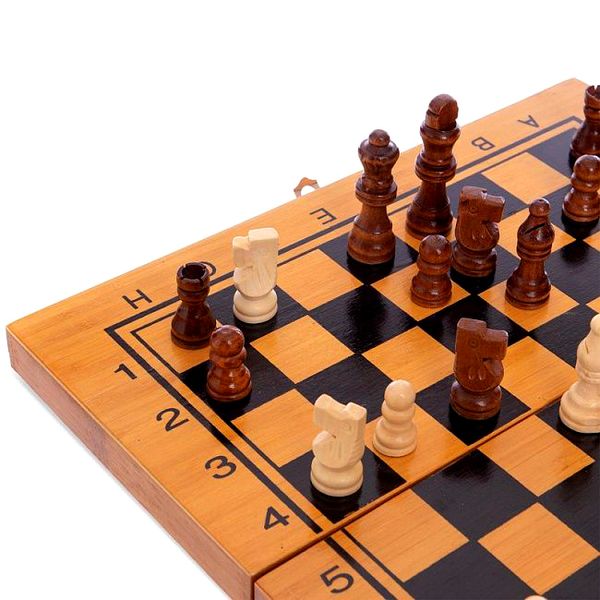 Деревянные шахматы, шашки, нарды 3 в 1 35*35 см 822S фото