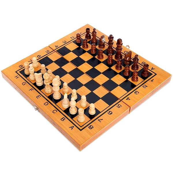 Деревянные шахматы, шашки, нарды 3 в 1 35*35 см 822S фото