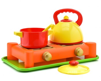 Детская игрушечная газовая плита 70408 с посудой фото