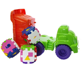 Дитячий ігровий пісочний набір 013585 з розвиваючим кубиком (Салатовий з помаранчевим) фото