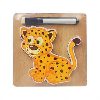 Деревянная игрушка Пазлы MD 2525 маркер, досточка для рисования (Тигр) фото