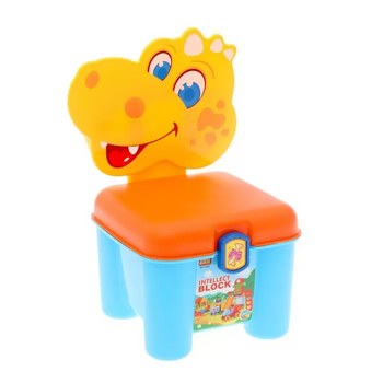 Детский конструктор для малышей (46 деталей) 3166A в чемодане-стульчике (Динозаврик оранжевый) фото