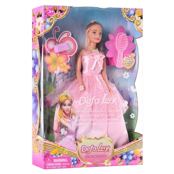 Дитяча лялька "Принцеса" DEFA Bambi 8063 з гребінцем та сумочкою (Рожевий) фото
