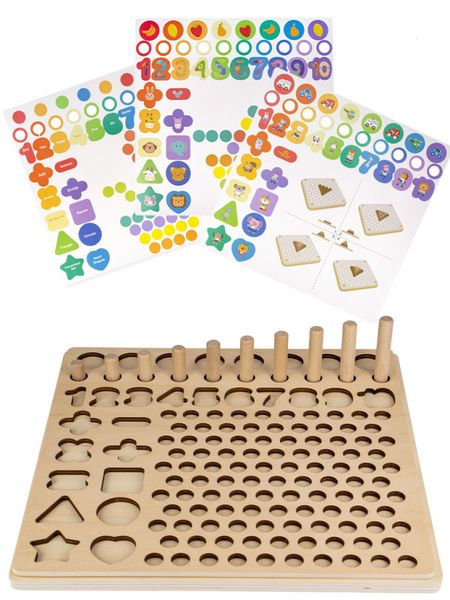 Деревянная игрушка 4 в1 WD2703 мозаика, пирамидки, рыбалка, цифры фото