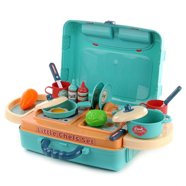 Детская игрушечная кухня в чемодане с посудой и продуктами 008-976A фото