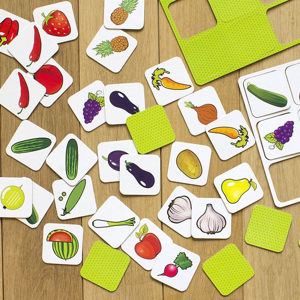 Дитячі навчальні пазли. Вивчаємо овочі та фрукти 13203004, 14 розвиваючих ігор в наборі фото