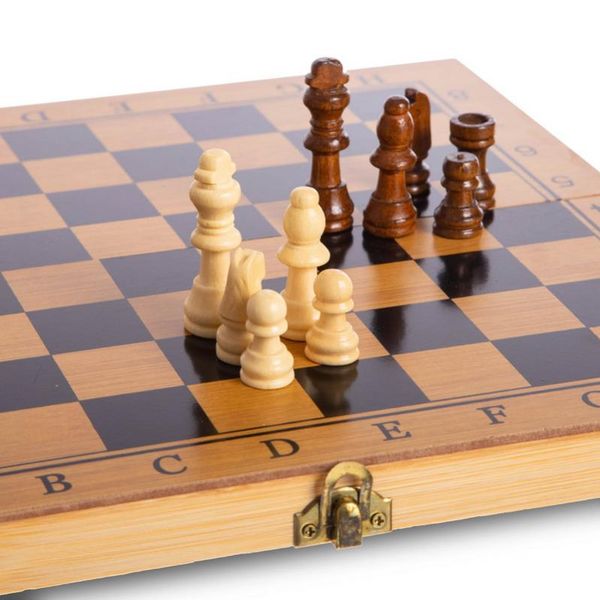 Деревянные шахматы, шашки, нарды 3 в 1 30*30 см B3116 фото