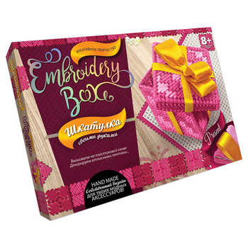 Комплект для создания шкатулки Шкатулка. Embroidery Box EMB-01 (Розовый Квадрат) фото
