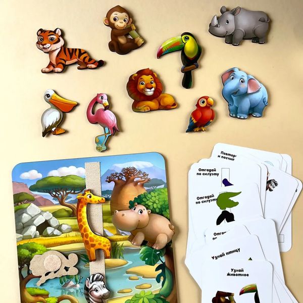 Дерев'яна настільна гра "Повтори за схемою - Африка" Ubumblebees (ПСД178) PSD178 на липучках фото