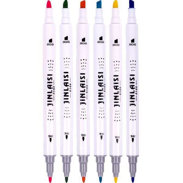 Набір двосторонніх ручок з фетру 12 кольорів 8166-12 у пластиковому боксі фото