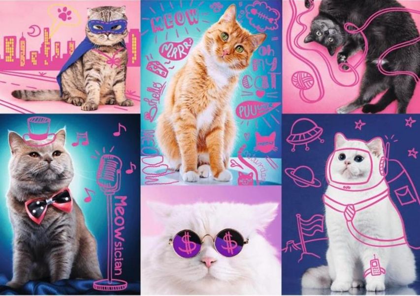 Пазл Неоновые рисунки: Супер коты (1000 дет.) Trefl фото